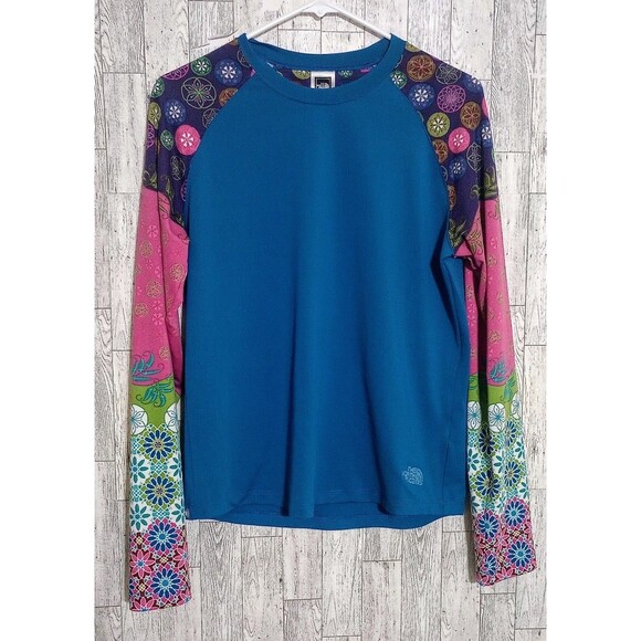 The North Face Tops - The North Face Vapor Wick Performance Tee Blue Floral Size Large